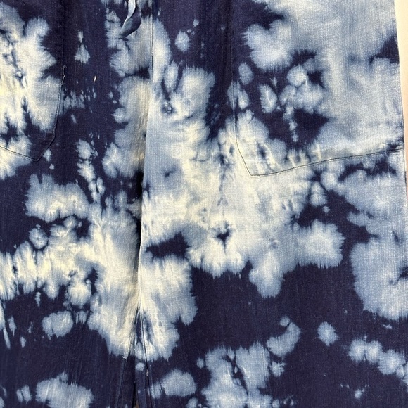 PJ Salvage Tie Dye 100% Cotton Raw Hem Lounge Pajama Sleep Pants - Navy - Small - Picture 4 of 10